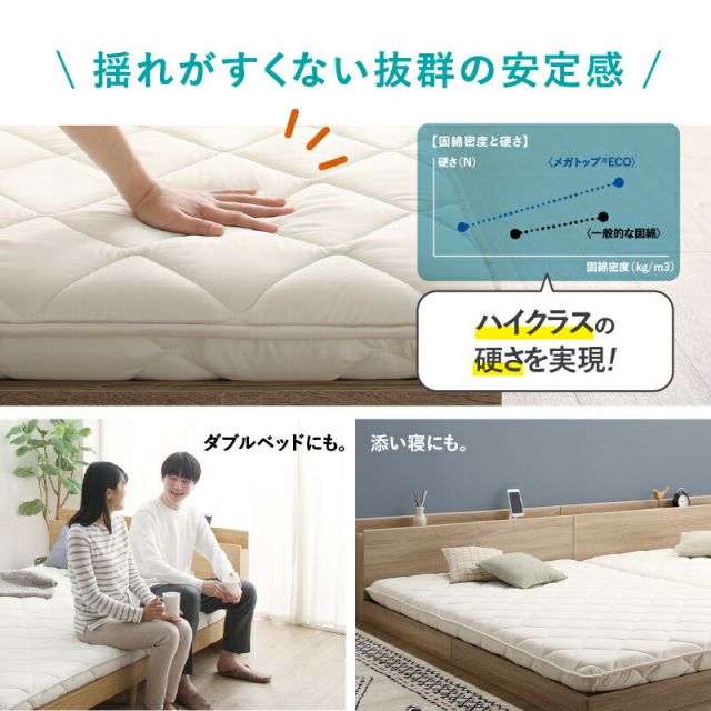 MITAS寝具SELECT 敷布団 敷き布団 日本製 国産 セミダブル 布団 帝人 TEIJIN MEGATOPECO 固綿 硬め 軽量 体圧分散 防ダニ 抗菌防臭 高反発 長持ち 高通気 吸汗速乾 清潔素材アクフィット ベッド ベット ふとん かため 腰 おしゃれ 白 セミダブル