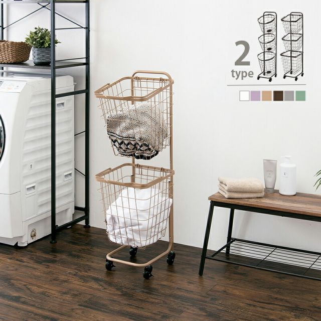 スーパSALE10倍＆4時間限定10％OFF ２段ランドリーラック（角型）-KR- 33×39×108cm
