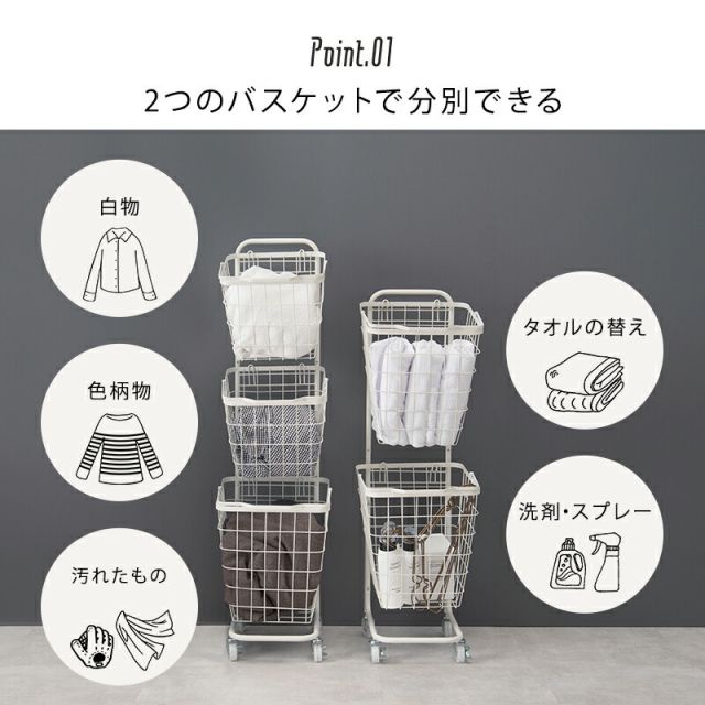 スーパSALE10倍＆4時間限定10％OFF ２段ランドリーラック（角型）-KR- 33×39×108cm