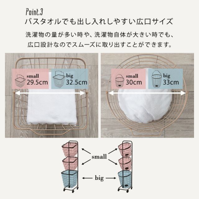 スーパSALE10倍＆4時間限定10％OFF ３段ランドリーラック（角型）-KR- 33×39×124cm