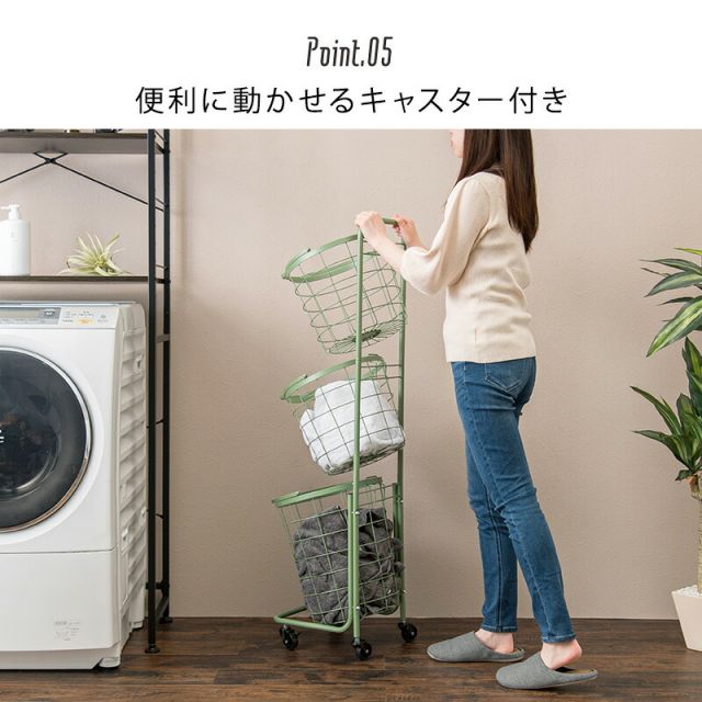 スーパSALE10倍＆4時間限定10％OFF ３段ランドリーラック（角型）-KR- 33×39×124cm