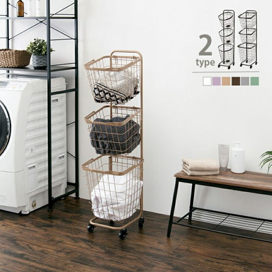 スーパSALE10倍＆4時間限定10％OFF ３段ランドリーラック（角型）-KR- 33×39×124cm