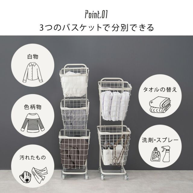 スーパSALE10倍＆4時間限定10％OFF ３段ランドリーラック（角型）-KR- 33×39×124cm