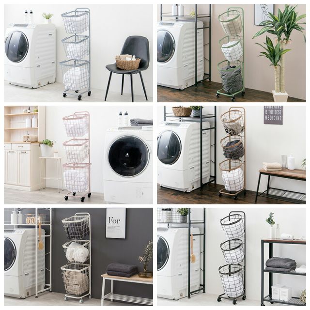 スーパSALE10倍＆4時間限定10％OFF ３段ランドリーラック（丸型）-KR- 34.5×39×124cm