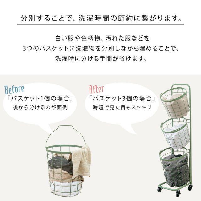 スーパSALE10倍＆4時間限定10％OFF ３段ランドリーラック（丸型）-KR- 34.5×39×124cm