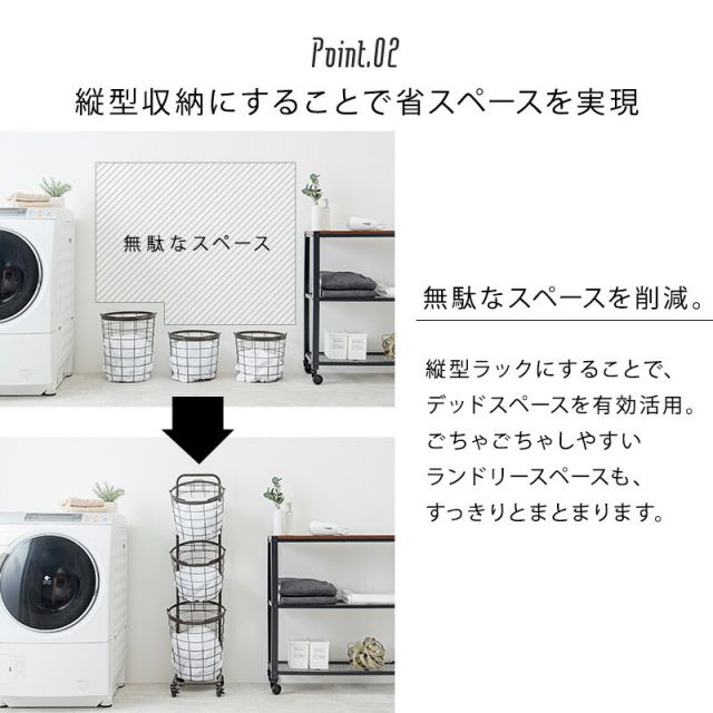 スーパSALE10倍＆4時間限定10％OFF ３段ランドリーラック（丸型）-KR- 34.5×39×124cm