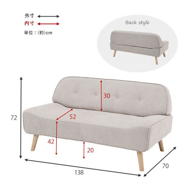 スーパSALE10倍＆4時間限定10％OFF ソファ-ファジ 138×70×72cm