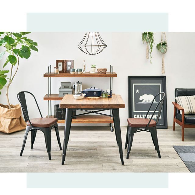 スーパSALE10倍＆4時間限定10％OFF ダイニング3点セット-LT-チェアタイプ 80×80×76cm