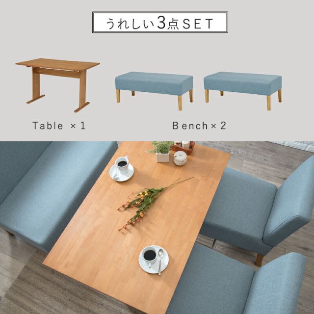 スーパSALE10倍＆4時間限定10％OFF ダイニング３点セット-SH-ベンチ（×2） 65×70×110cm