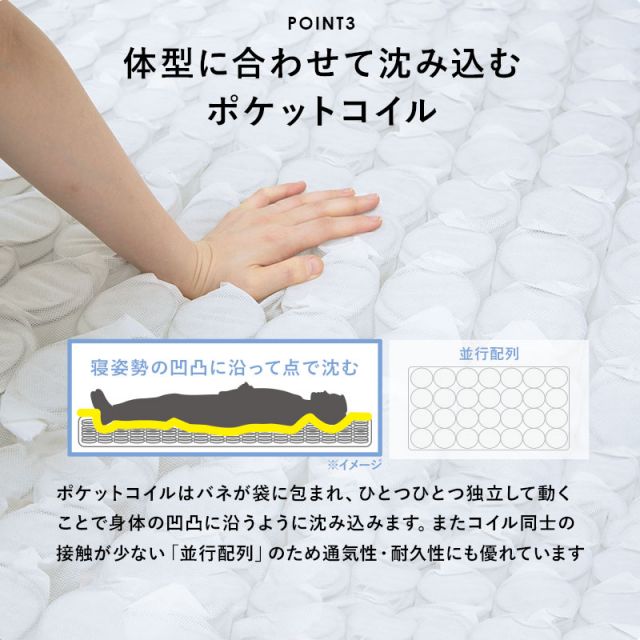 マラソン10倍中 ポケットコイルマットレスベッド セミシングルショート