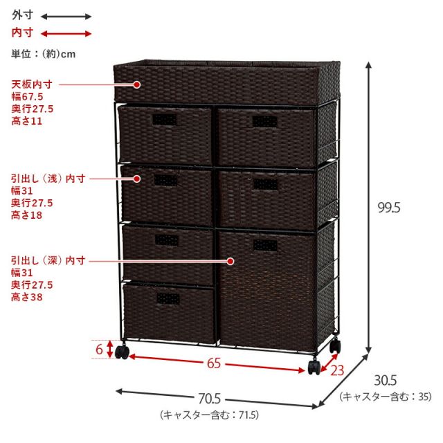 スーパSALE10倍＆4時間限定10％OFF ランドリー/ 2列タイプ 7杯タイプ 70.5×30.5×99.5cm