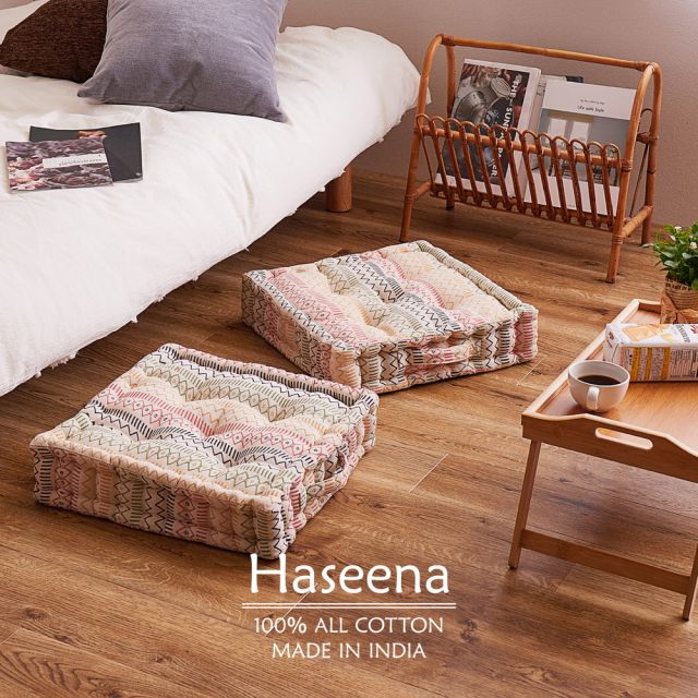 スーパSALE10倍＆4時間限定10％OFF インド綿クッキークッション ハシーナ 42×42×10cm