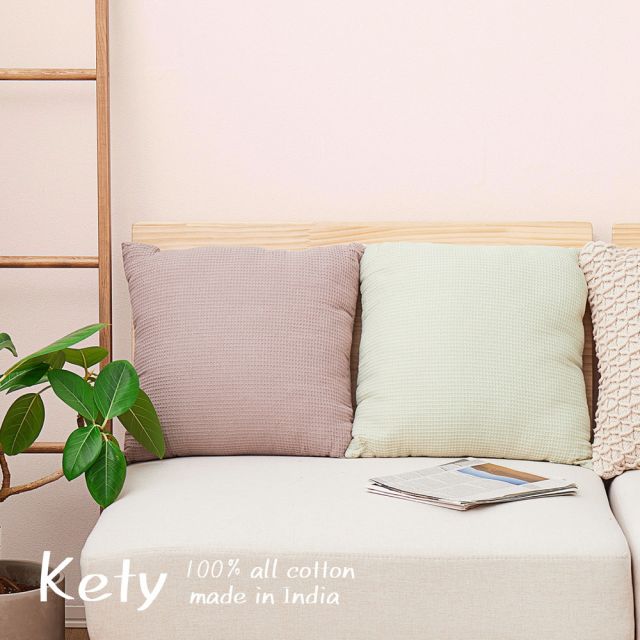 スーパSALE10倍＆4時間限定10％OFF ワッフル生地のインド綿背あてクッション ケティ 45×45cm