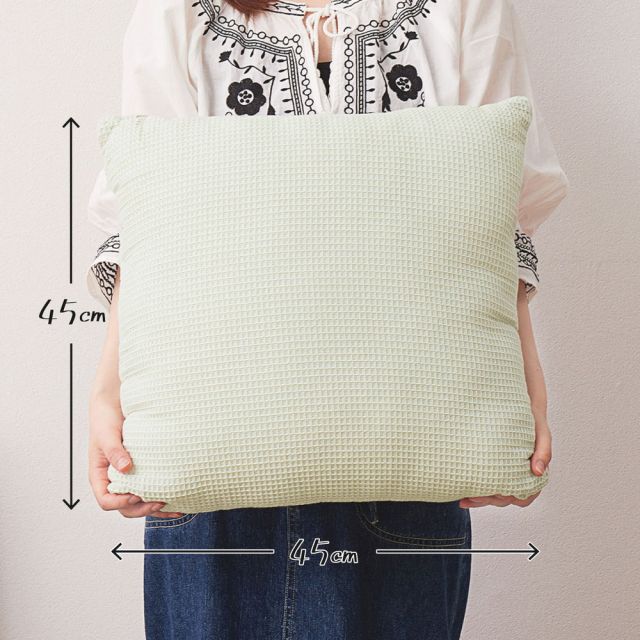 スーパSALE10倍＆4時間限定10％OFF ワッフル生地のインド綿背あてクッション ケティ 45×45cm