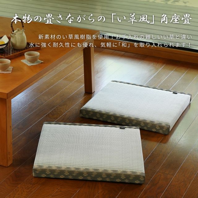 スーパSALE10倍＆4時間限定10％OFF 水拭きできる 畳風座布団 祇園 55×55×5cm