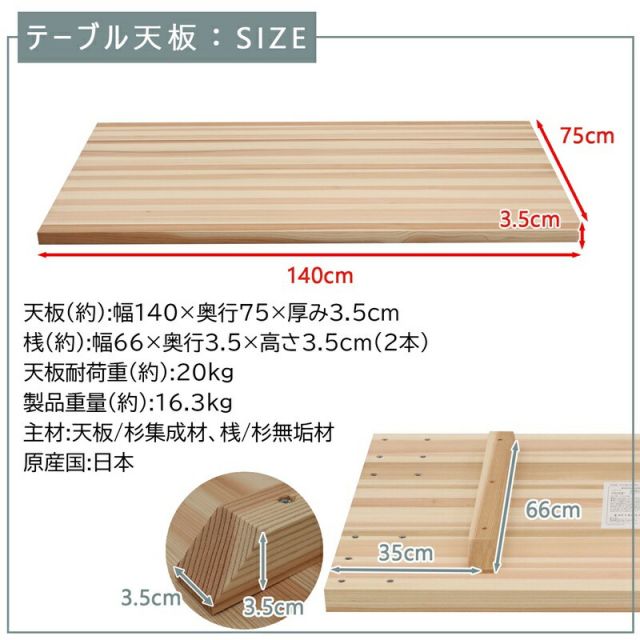 スーパSALE10倍＆4時間限定10％OFF テーブル天板 幅140 幅140×奥行75cm