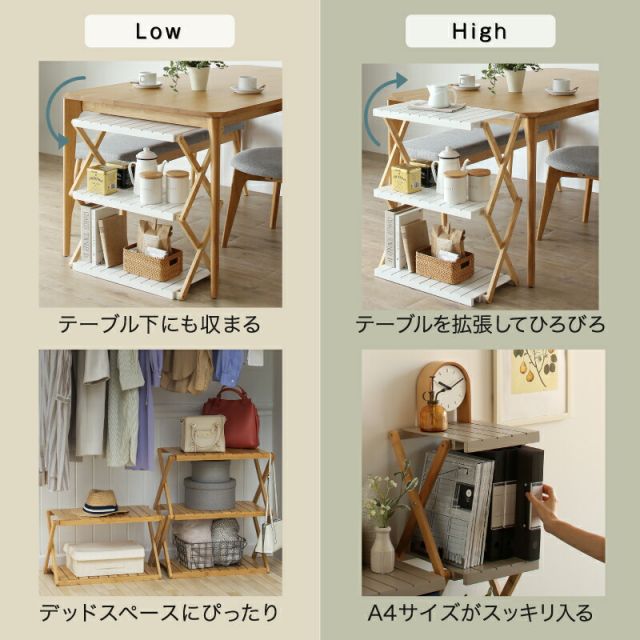 スーパSALE10倍＆4時間限定10％OFF マルチラック オープンラック フリーラック シェルフ ラック 折りたたみ クローゼット キッチン 押入れ キャンプ ガーデニング 本棚 子供部屋 ランドセル コンパクト 家具 ディスプレイ ホワイト スリム 4段
