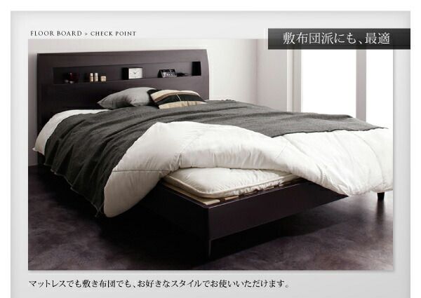 スーパSALE10倍＆4時間限定10％OFF 棚・コンセント付きデザインすのこベッド 羊毛入りゼルトスプリングマットレス付き シングル 組立設置付