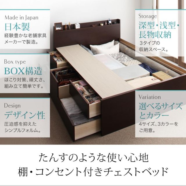 スーパSALE10倍＆4時間限定10％OFF ベッド 収納付きベッド ダブルベッド マットレス付き 収納 収納付 収納ベッド 大容量 収納ボックス 布団 敷き布団 おしゃれ 収納家具 組立設置付 マルチラススーパースプリングマットレス付 ダブル