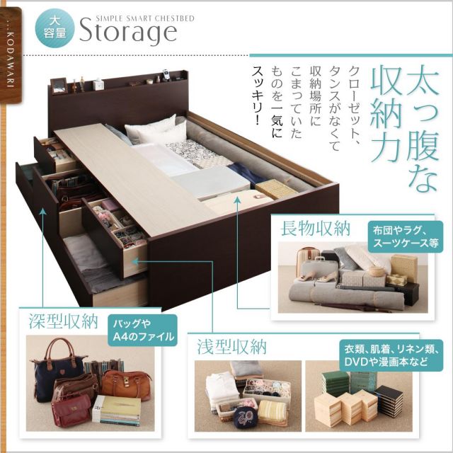 スーパSALE10倍＆4時間限定10％OFF ベッド 収納付きベッド ダブルベッド マットレス付き 収納 収納付 収納ベッド 大容量 収納ボックス 布団 敷き布団 おしゃれ 収納家具 組立設置付 マルチラススーパースプリングマットレス付 ダブル