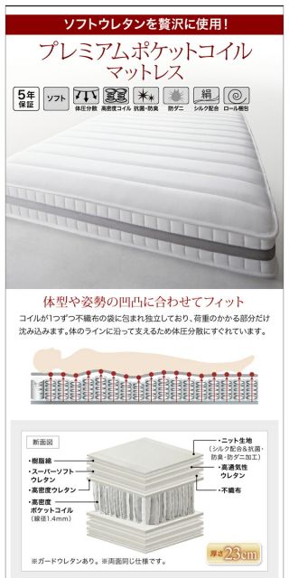 スーパSALE10倍＆4時間限定10％OFF モダンデザインベッド プレミアムポケットコイルマットレス付き ダブル 組立設置付
