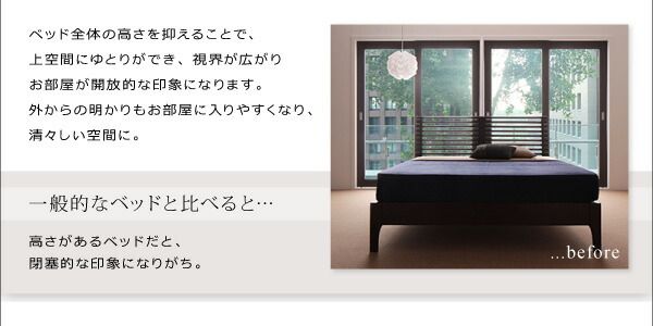 スーパSALE10倍＆4時間限定10％OFF モダンデザインフロアベッド 国産カバーポケットコイルマットレス付き セミダブル 組立設置付