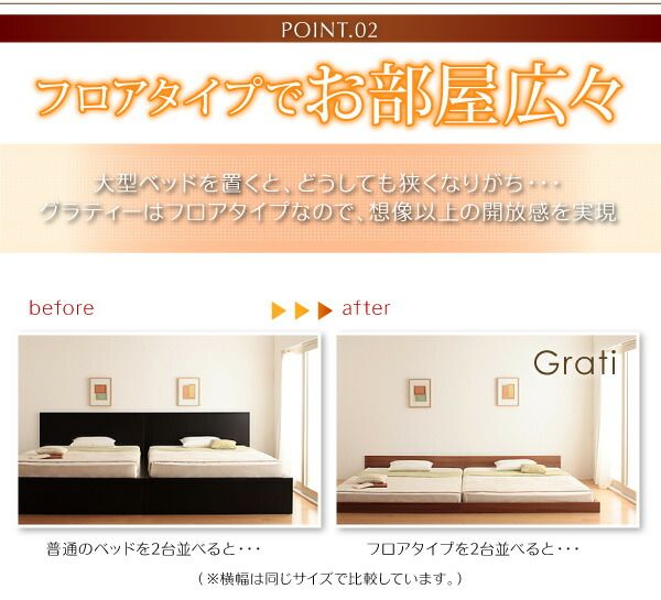 スーパSALE10倍＆4時間限定10％OFF ずっと使える・将来分割出来る・シンプルデザイン大型フロアベッド スタンダードボンネルコイルマットレス付き ワイドK220(S+SD) 組立設置付