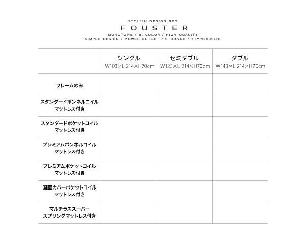 スーパSALE10倍＆4時間限定10％OFF モノトーン・バイカラー_棚・コンセント付き収納ベッド プレミアムポケットコイルマットレス付き ダブル 組立設置付