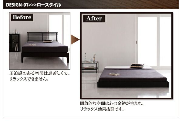 シンプルデザイン/ヘッドボードレスフロアベッド プレミアムボンネルコイルマットレス付き シングル 組立設置付