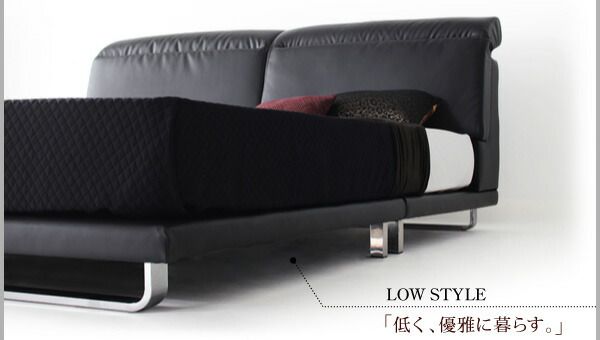 スーパSALE10倍＆4時間限定10％OFF リクライニング機能付き・モダンデザインローベッド スタンダードボンネルコイル マットレス付き ダブル 組立設置付