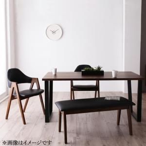 スーパSALE10倍＆4時間限定10％OFF ダイニングセット　ベンチ　天然木ウォールナット　モダンテイスト　4点セット(テーブル+チェア2脚+ベンチ1脚) 幅150 組立設置付