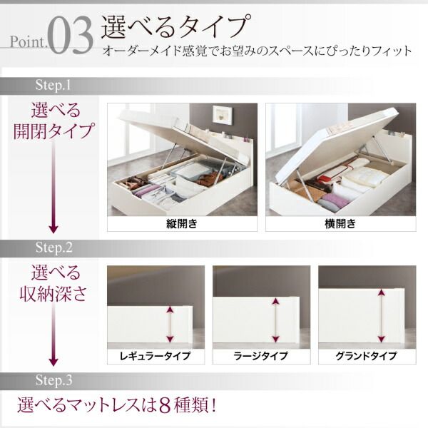 スーパSALE10倍＆4時間限定10％OFF 収納付きベッド シングルベッド セミダブルベッド 収納 収納付き 収納ベッド 大容量 収納ボックス 布団 敷き布団 マルチラススーパースプリング マットレス付き 縦開き シングル 深さラージ 組立設置付