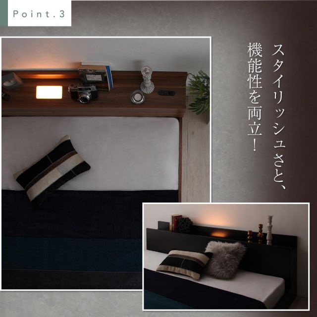 スーパSALE10倍＆4時間限定10％OFF 大型モダンフロアベッド スタンダードボンネルコイルマットレス付き セミダブル 組立設置付