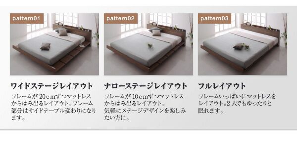 スーパSALE10倍＆4時間限定10％OFF モダンデザインローベッド プレミアムボンネルコイルマットレス付き ナローステージ クイーン(Q×1) フレーム幅180 組立設置付