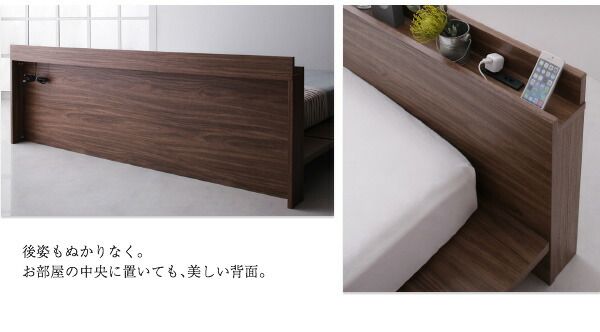 スーパSALE10倍＆4時間限定10％OFF モダンデザインローベッド 国産カバーポケットコイルマットレス付き ナローステージ ダブル フレーム幅160 組立設置付