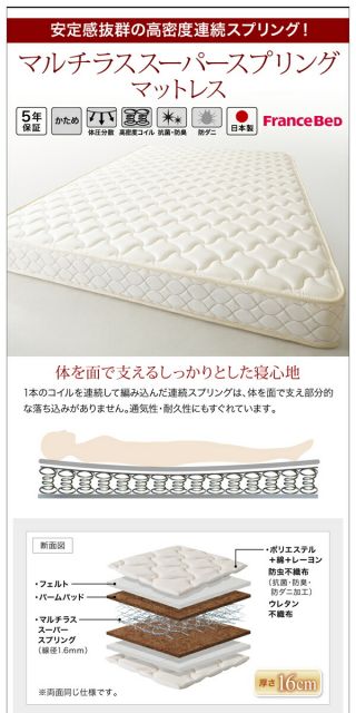 スーパSALE10倍＆4時間限定10％OFF モダンデザインローベッド マルチラススーパースプリングマットレス付き ワイドステージ セミダブル フレーム幅160 組立設置付