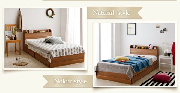 スーパSALE10倍＆4時間限定10％OFF ショート丈 棚・コンセント付き収納ベッド スタンダードボンネルコイルマットレス付き セミシングル ショート丈 組立設置付