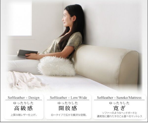 スーパSALE10倍＆4時間限定10％OFF ソフトレザーフロアベッド マルチラススーパースプリングマットレス付き ダブル 組立設置付