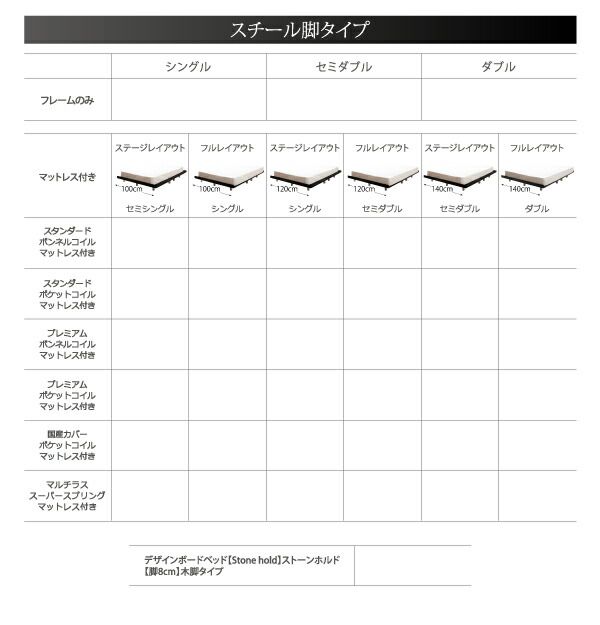 スーパSALE10倍＆4時間限定10％OFF デザインボードベッド 国産カバーポケットコイルマットレス付き 木脚タイプ ステージ セミシングル フレーム幅100 組立設置付