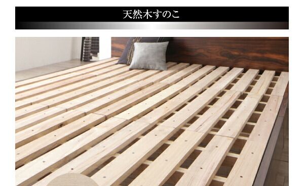 スーパSALE10倍＆4時間限定10％OFF モダンライト・コンセント付きすのこベッド プレミアムボンネルコイルマットレス付き ダブル 組立設置付