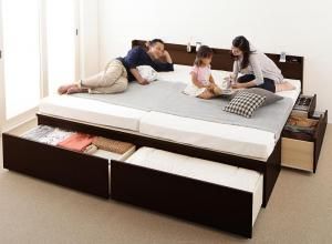 スーパSALE10倍＆4時間限定10％OFF 収納付きベッド シングルベッド セミダブルベッド 収納 収納付き 収納ベッド 大容量 収納ボックス 布団 敷き布団 薄型プレミアムポケットコイルマットレス付き A+A ワイドK240(SD×2) 組立設置付