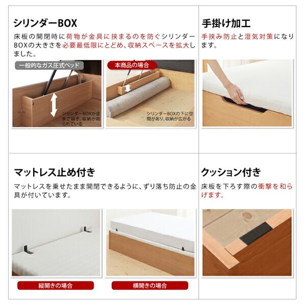 スーパSALE10倍＆4時間限定10％OFF 跳ね上げベッド ベッド 収納付きベッド シングルベッド ベッドフレーム すのこベッド ベット 収納 収納付き 収納ベッド 薄型スタンダードポケットコイルマットレス付き 横開き セミダブル 深さグランド 組立設置付