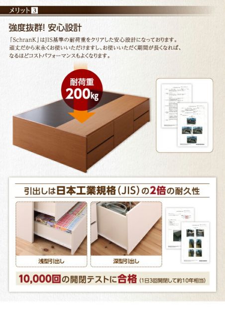 スーパSALE10倍＆4時間限定10％OFF シンプルデザイン_大容量チェストベッド マルチラススーパースプリングマットレス付き セミダブル 組立設置付