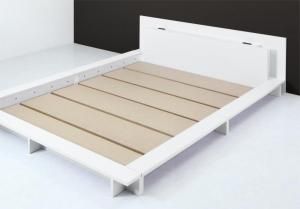 スーパSALE10倍＆4時間限定10％OFF モダンライト・コンセント付きローベッド ベッドフレームのみ セミダブル 組立設置付