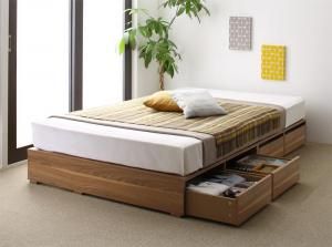 スーパSALE10倍＆4時間限定10％OFF ベッド 収納付きベッド フィッツ マットレス付き 収納 収納付 収納ベッド 大容量 収納ボックス 引き出し 布団 敷き布団 おしゃれ 薄型プレミアムポケットコイルマットレス付 引出し4杯 ロータイプ セミダブル 組立設置付