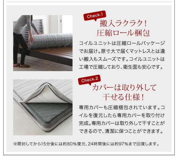 スーパSALE10倍＆4時間限定10％OFF 棚・4口コンセント付きデザインフロアローベッド 国産ポケットコイルマットレス付き ダブル 組立設置付