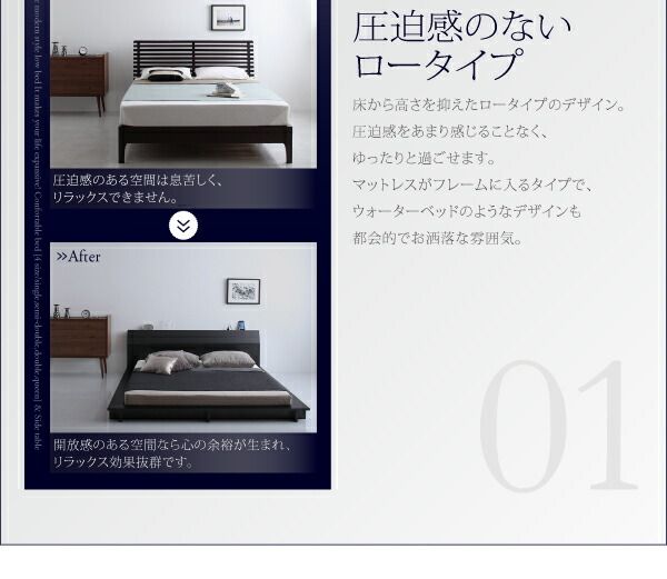 スーパSALE10倍＆4時間限定10％OFF 棚・4口コンセント付きデザインフロアローベッド マルチラススーパースプリングマットレス付き ダブル 組立設置付