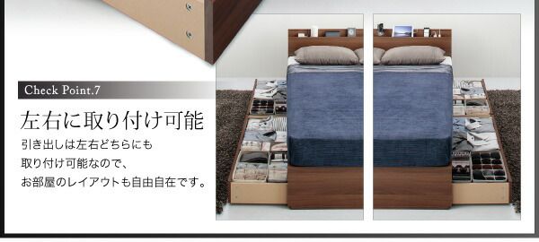 スーパSALE10倍＆4時間限定10％OFF スリム棚・4口コンセント付き収納ベッド マルチラススーパースプリングマットレス付き ダブル 組立設置付