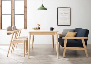 スーパSALE10倍＆4時間限定10％OFF ダイニングセット（テーブル&ソファ チェア） 子供の高さに合わせた リビング学習ダイニングセット 4人 4点セット(テーブル+2Pソファ1脚+チェア2脚) W120 組立設置付