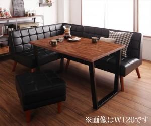 スーパSALE10倍＆4時間限定10％OFF ダイニングセット（テーブル&ソファ スツール） 古木風 ヴィンテージ カフェスタイル リビングダイニング 4人 4点セット(テーブル+ソファ1脚+アームソファ1脚+スツール1脚) 左アーム W150 組立設置付